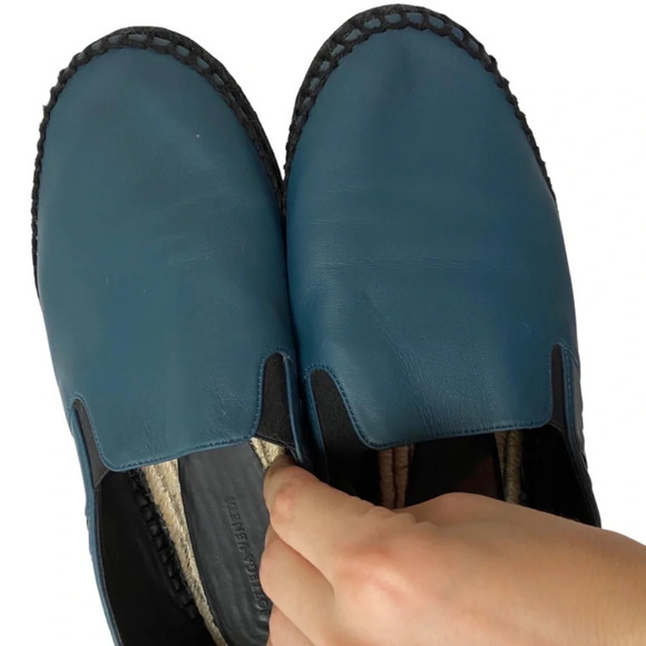 Bottega Veneta Leather Woven Espadrilles Mens 5 / 38 Slide On Shoes Blue Black - Picture 3 of 14